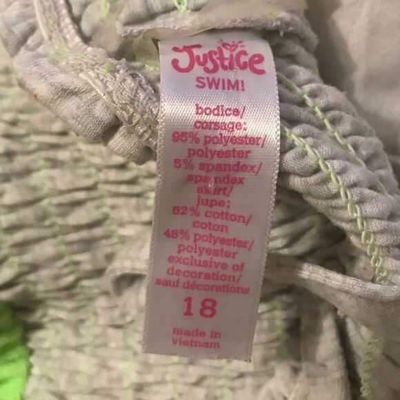 Justice Girls Gray|Green Swimi Bathing Suit Cover Up Sz 18 - Picture 3 of 7
